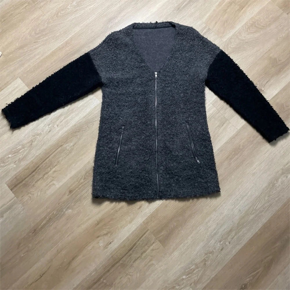 Soyaconcept Women’s Longline Sweater Large Zip Up Teddy Bear Gray Black - Picture 6 of 13